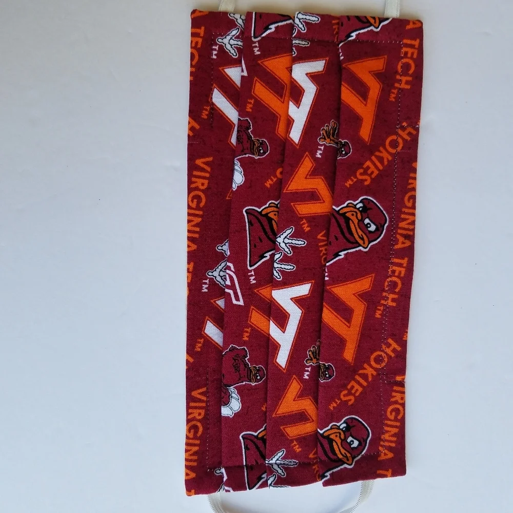 Hand Crafted Face Mask Burgundy/Orange Adult Virginia Tech Hokies VT Face Mask